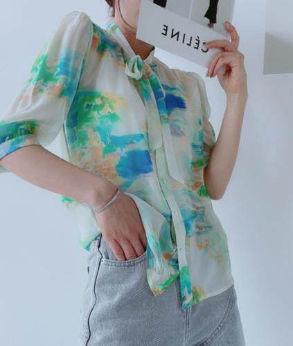 高定秀场真丝花衬衣，女装，OSCAR