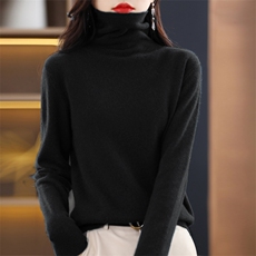 秋冬新款衫女堆堆领宽松休闲百搭针织高领毛衣打底衫上衣，女装羊毛衫，大美人高端店
