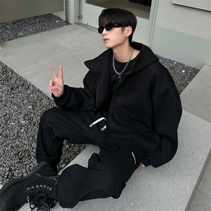 抖音得物高品质 25秋冬美式高街宽松结构防风高领连帽卫衣外套W60图片
