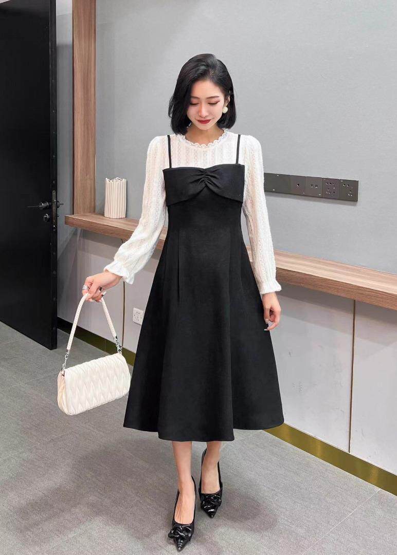 [现货]假两件套拼接连衣裙，三色、三码，女装连衣裙，依柏璐(1F)