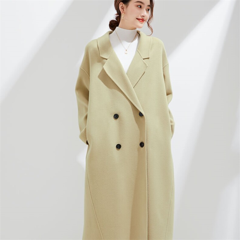时尚女装双面呢大衣优雅气质长款外套高品质羊毛保暖风衣，女装双面呢大衣，阿吉丽克