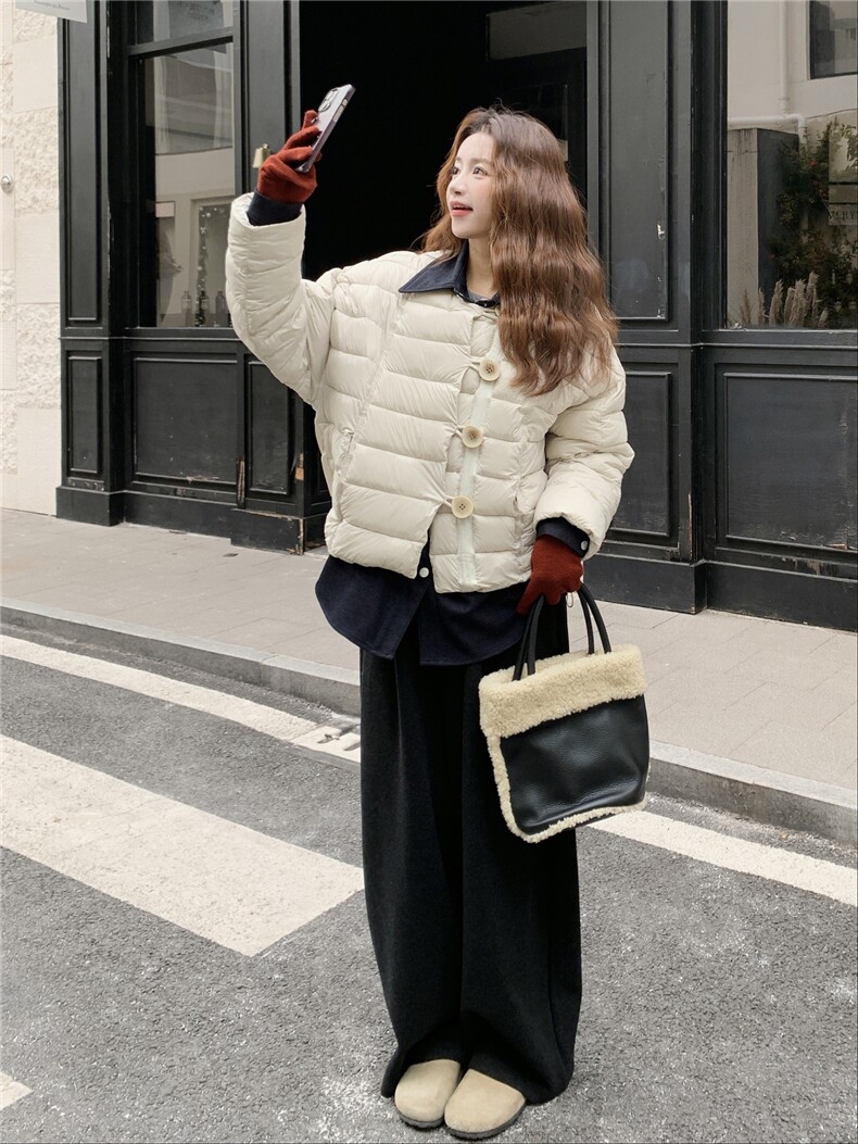 气质百搭小众简约风翻领羽绒服女冬2025新款洋气休闲轻薄保暖外套,女装羽绒服,艾米莉亚