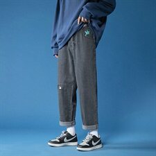 秋冬韩版复古牛仔裤港味街头潮流宽松直筒牛仔裤男女，男装休闲裤，电商A102B