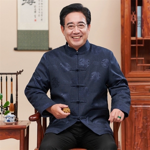 常货中老年风唐装加绒外套男送爸爸生日礼物外套风爷爷装,救救舅舅生日穿搭图片