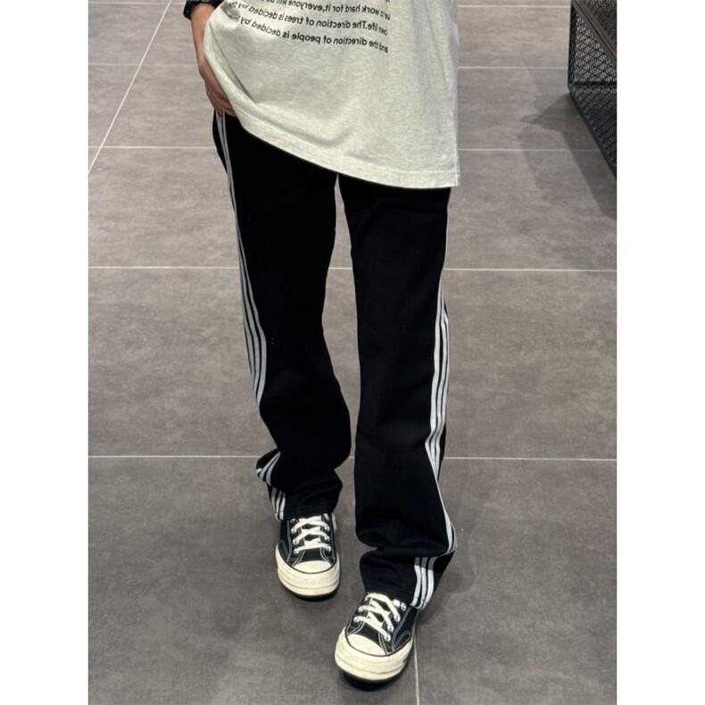 【网图】三条杠条纹运动裤美式高街hiphop裤子宽松直筒WK01LL-P48,女装休闲裤,星座1007（原301D）