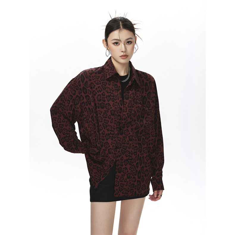 野性豹纹长袖衬衫大码M-5XL聚酯纤维衬衫中性CS78728P35控58，男装衬衫，星座227-7