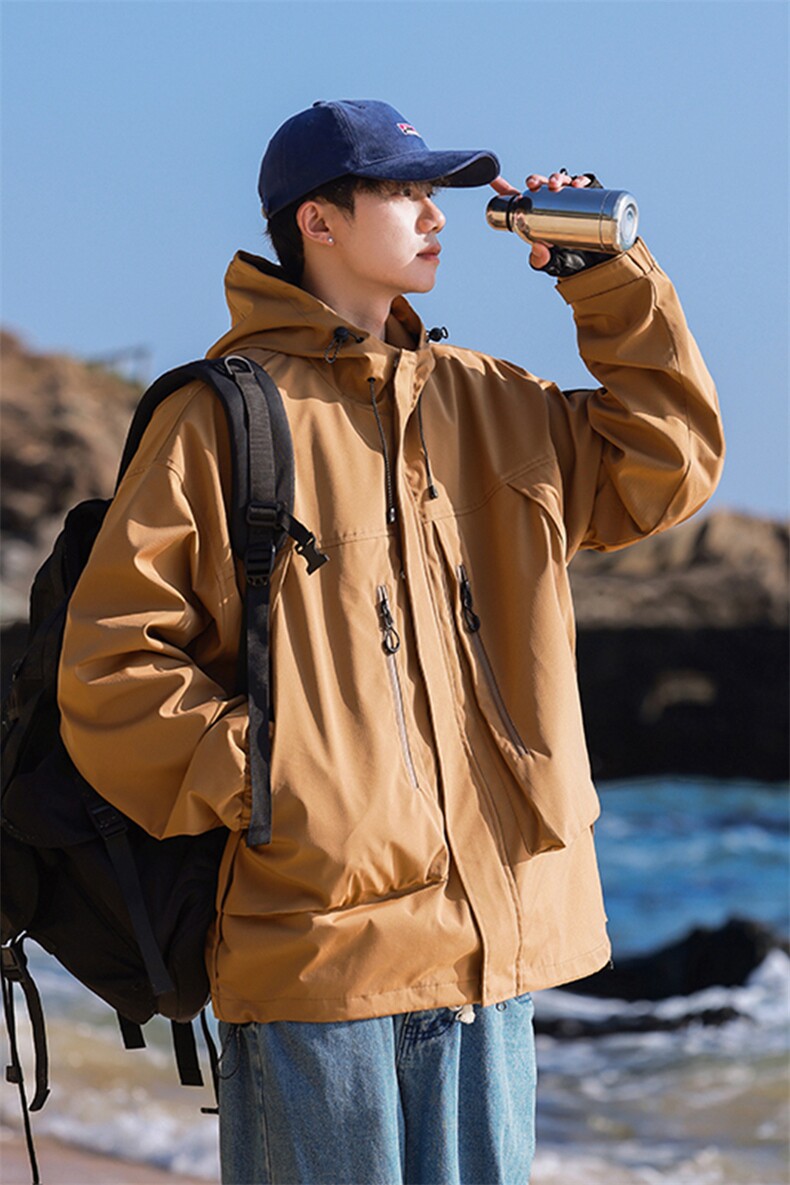 春季新款港风三防户外夹克男连帽冲锋衣外套DSA157B-JK127-P85,男装夹克,电商A157B