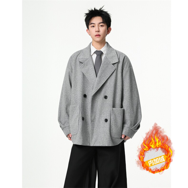 羊驼绒双排扣加绒加厚毛呢大衣504-F57-P90控128（加绒P100控148，男装风衣，星座504