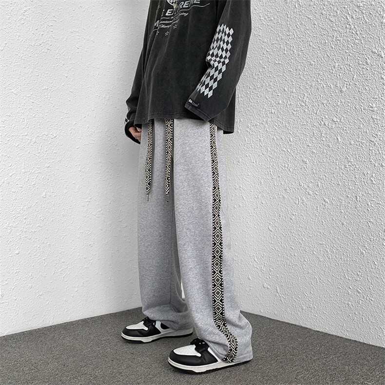 抖音搞品质大码休闲裤卫裤拖地裤织带长裤A014-DY2128-P60控88,男装休闲裤,电商A014