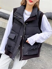 2021新款马甲拼接空气层羽绒服，女装马甲，优彩