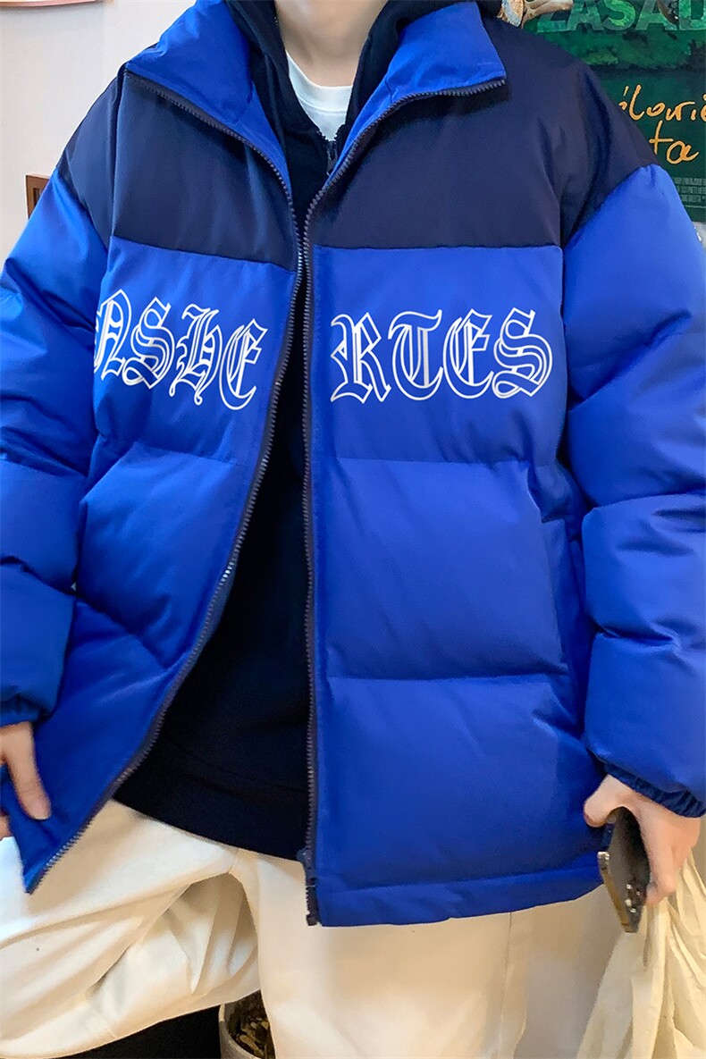 港风宽松加厚撞色哥特字母北面棉衣棉服外套MY6257特价P85控138,男装棉衣,电商A268A