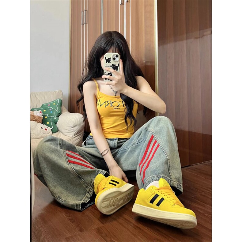 【网图有货】三条杠条纹牛仔裤男女美式vibe风裤子G8512WW-特P55,男装牛仔裤,星座1007（原301D）