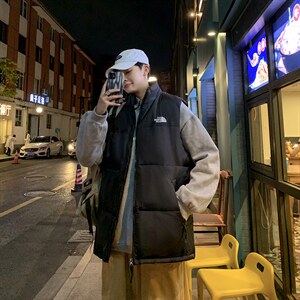 有版权现货刺绣立领宽松外套马甲时尚男款韩版羽绒服MJ02P65控98图片