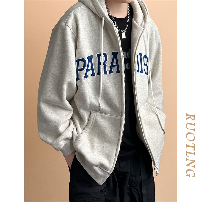 现货重磅宽松休闲绣花连帽卫衣外套男潮牌上衣A351-AW2499-P105,女装短外套,电商A351