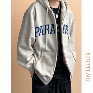 现货重磅宽松休闲绣花连帽卫衣外套男潮牌上衣A351-AW2499-P105