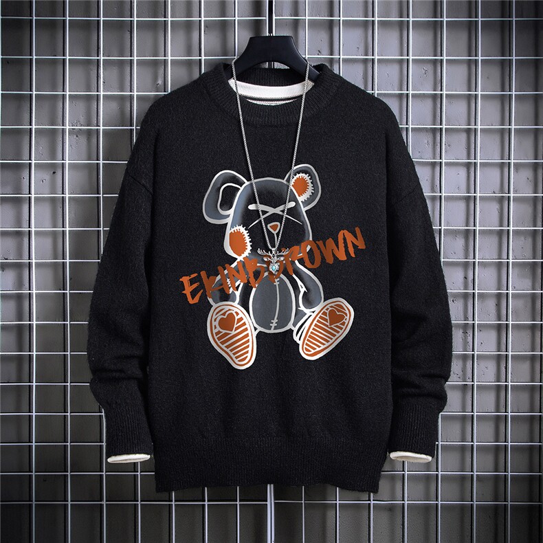 1日系圆领宽松中性情侣潮流大码M-5XL印花毛衣男7822P55加绒P70，男装针织衫/毛衣，星座226-2