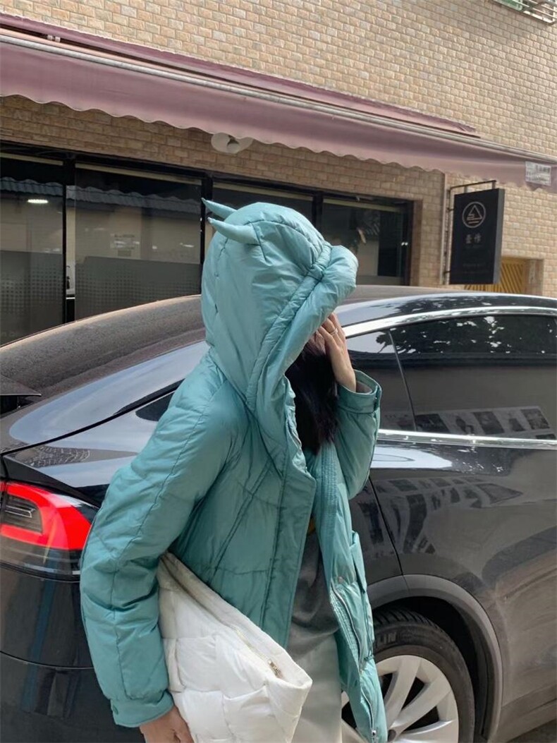 小恶魔连帽短款羽绒服 Size：SM，女装羽绒服，里奈(1F)