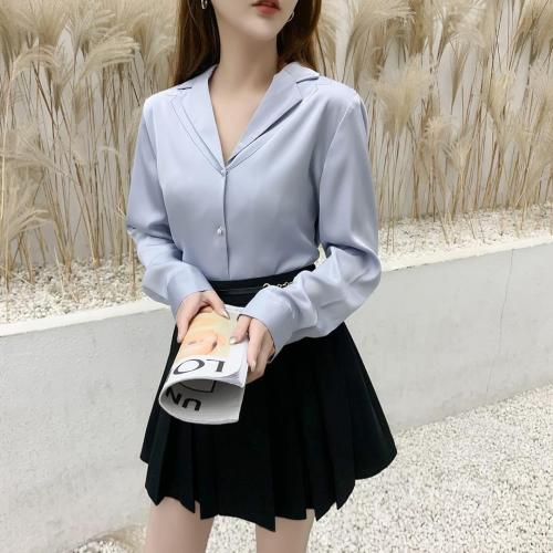 翻领明线设计小衫,女装,咔绣