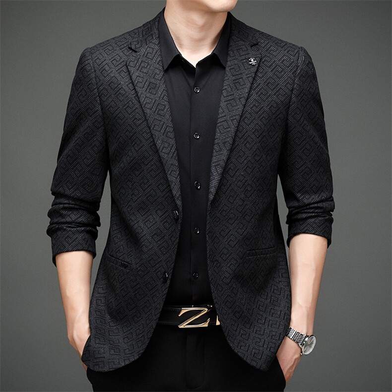 男士2023年秋季新款长袖休闲西服中青年纯色便服外套AJY8615-P175,男装西服,电商B212（原钱塘6029）