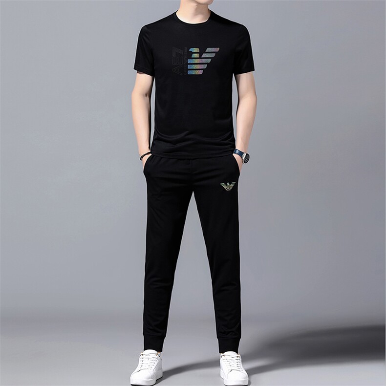 GDN608男士2023年夏季新款T恤短袖长裤商务休闲男运动套装P123图片