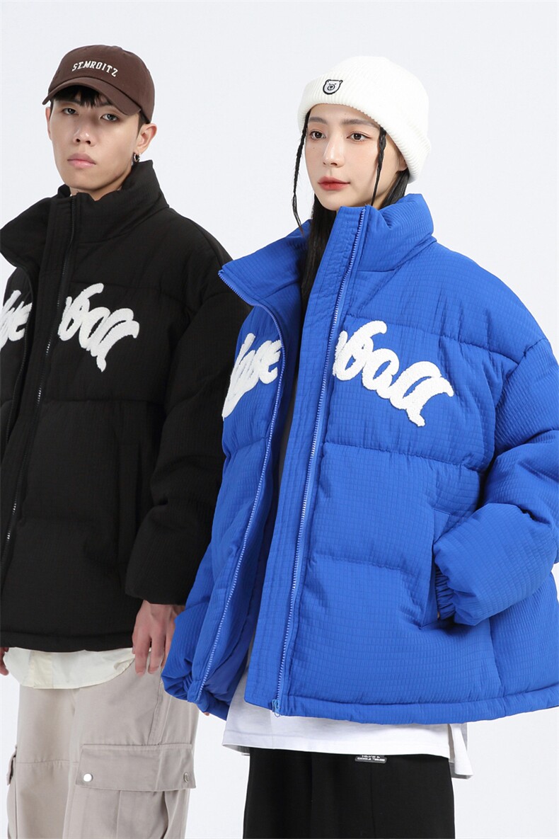 潮牌情侣2023冬季男女同款毛巾绣加厚棉衣保暖棉服MYTC157P95,男装棉衣,电商B220