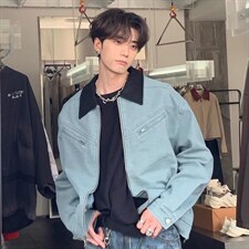 网络图现货潮牌痞帅原版高质量纯棉登山布拼皮夹克JK982-P66，男装夹克，星座715-7