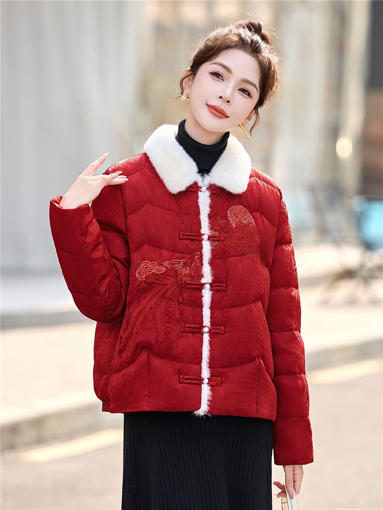 羽绒服女冬季2025年新款时尚白鸭绒加厚保暖外套,女装羽绒服,悠米