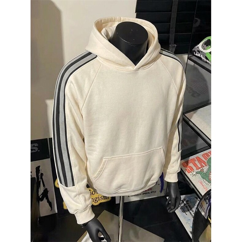 高品质春装新款男女美式高街宽松纯色拼接织带撞色连帽卫衣FM18,男装卫衣,电商A486