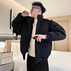 AY76/特P158控208冬季社会小伙高级设计师简约潮牌纯色棉服男咖首图片