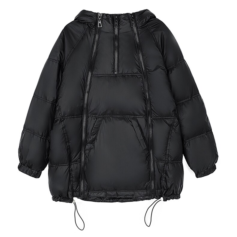 2020冬新款宽松大码双拉羽绒服卫衣衣时个性潮流面包服子,女装羽绒服,辉之琳