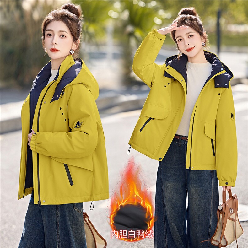 现货！现货！2025冬季新款冲锋衣羽绒服保暖加厚白鸭绒外套,女装羽绒服,以桐