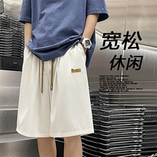 新款外穿短裤夏季冰丝时尚标志裤子休闲宽松五分裤DK513特批17，男装休闲裤，星座718-1