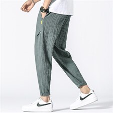 深度库存低价跑量款大码休闲冰爽泡泡格宽松休闲九分裤男K9151P28，男装休闲裤，电商B226