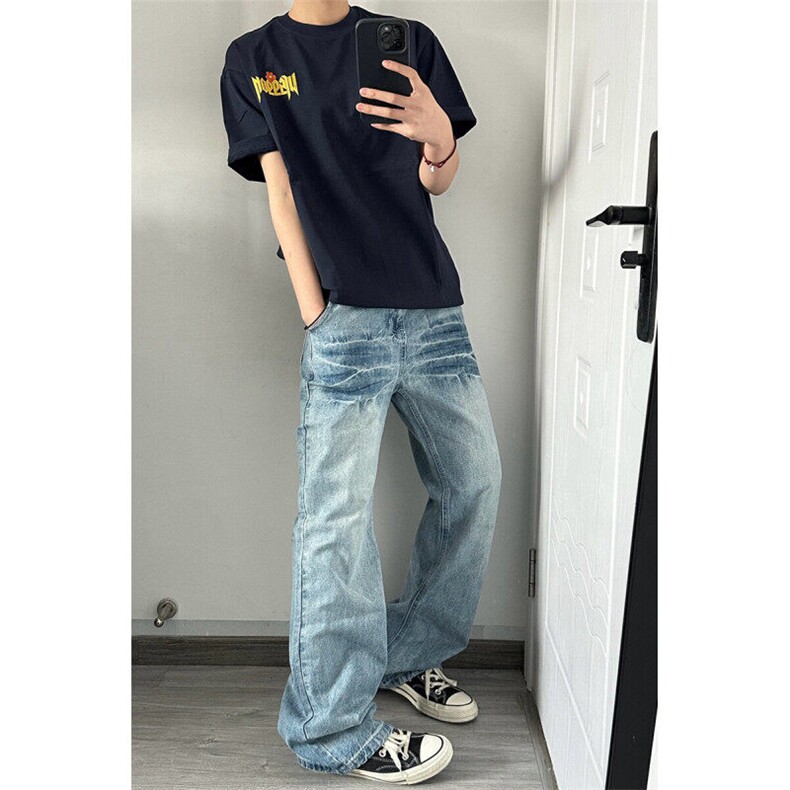 【现货大货特P 】春装cleanfit牛仔裤男款裂纹美式高街裤子图片