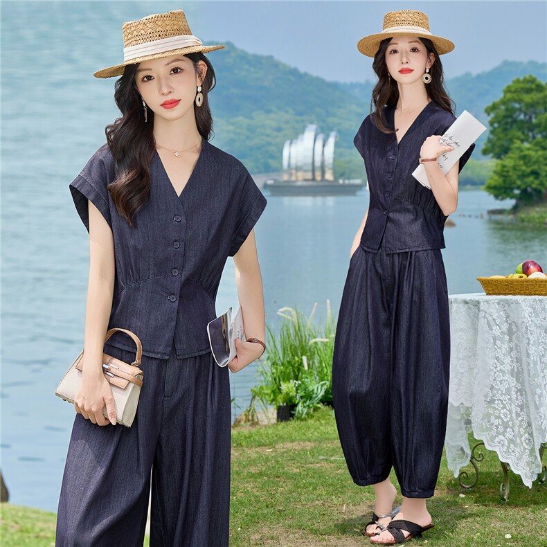 2026年夏季新品时尚气质休闲牛仔套装女,女装套装/套裙,依路服饰
