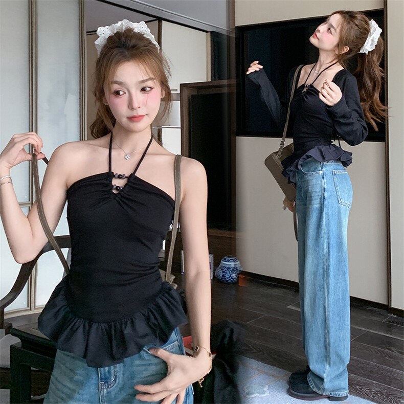 1D091纯色系带串珠两件套8441-P90-K138,女装套装/套裙,3200格调