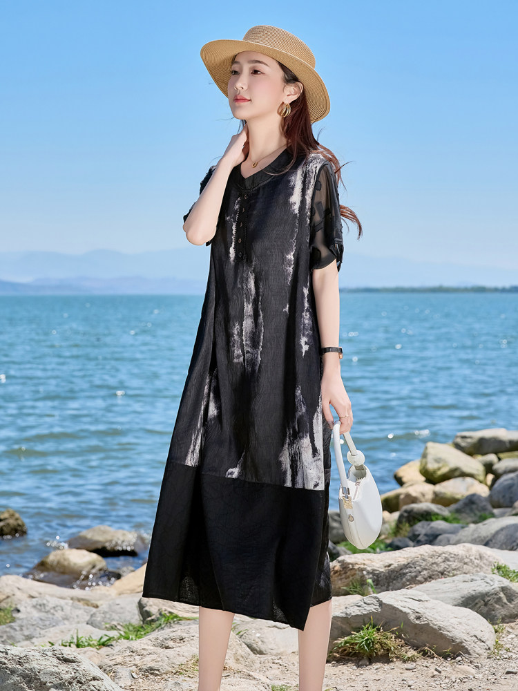 【夏季女装新款】时尚优雅中长款年轻妈妈连衣裙,女装连衣裙,魅衣本色