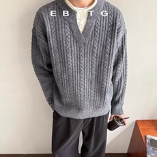 2025亨利领麻花套头毛衣男保暖穿搭韩系潮流宽松针织衫MY7702，男装针织衫/毛衣，星座516A