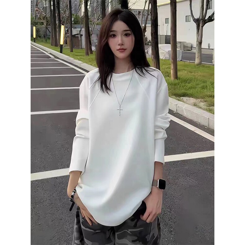 抖音得物品质26春装美式高街曼巴棉螺纹拼接卫衣圆领长袖T恤YT164图片