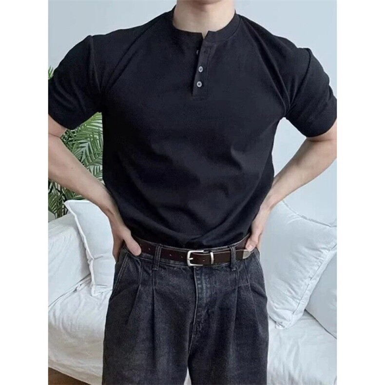 XZ809A/PPVV05/P35/控48抖音品质情侣亨利杉T恤,男装T恤,星座809A(原222-1)