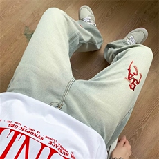 牛仔裤男夏季潮大码休闲裤子高街设计感新款刺绣N9503P40，男装牛仔裤，星座1116-2