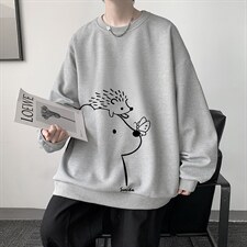 华夫格卫衣圆领卫衣男大码长袖t恤男外套HW76166-P30加绒款-P40，男装卫衣，电商A040