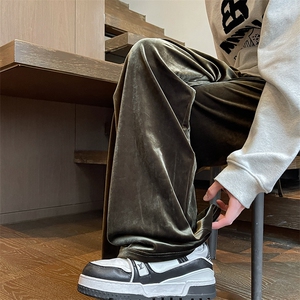 8XL-M 加绒美拉德宽松金丝绒阔腿裤垂感拖地裤K993P55加绒65控78图片