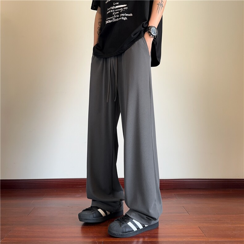 夏季冰感冰丝褶皱垂感休闲裤男宽松阔腿裤K2511*P35控58,男装休闲裤,星座227-1