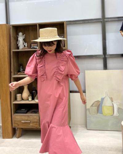 夏季新款 木耳边连衣裙，女装连衣裙，coco