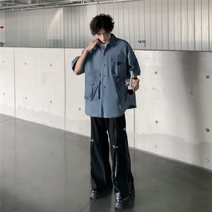 古巴领vintage短袖花衬衫男情侣古着复古宽松沙滩衬衣图片