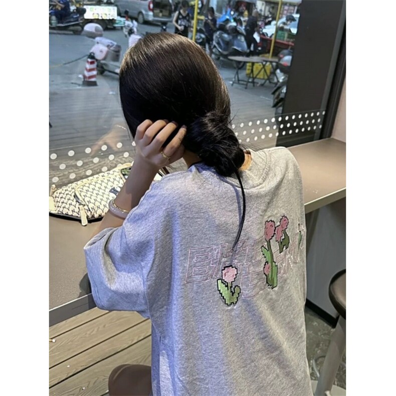 H0920-P35现货原版做法+刺绣订标230克休闲宽松短袖T恤男女同款,女装T恤,星座617A-2