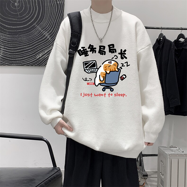 半高领毛衣男大码胖子针织衫毛线衣 M18447-P45 加绒款-P65图片
