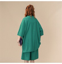 中性风夏季ins冰丝华夫格个性休闲情侣套装一套TZ856-P50控68，女装运动套装，A247A