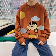 1港风圆领中性情侣潮流大码M-5XL印花加厚毛衣男7436P58加绒P70，男装针织衫/毛衣，星座226-2